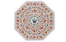 42" Peacock design white Marble dining Center Table Top decor Inlay Handmade