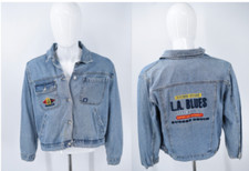 Vintage LA Blues Studio Staff Embroidered Denim Trucker Jacket Womens Medium