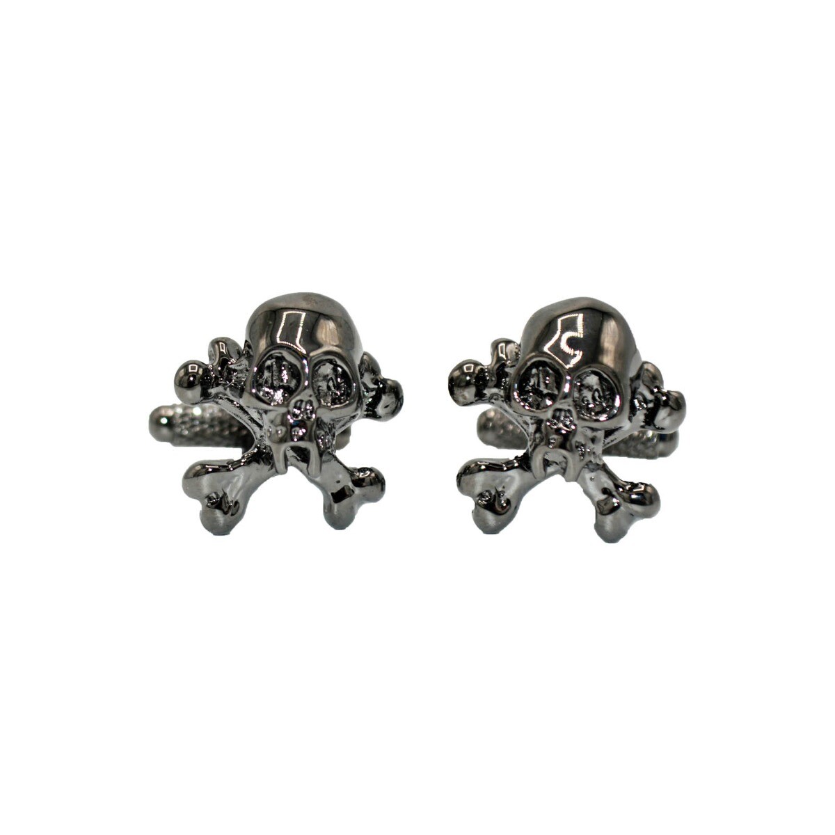 3D Pirate Cufflinks in Gun Metal - Onyx Art - Gift Boxed - Skull and Crossbones