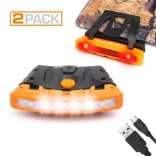 Everbrite 2Pk Hat Light Rechargeable Waterproof Clip Cap Light w/Memory Function