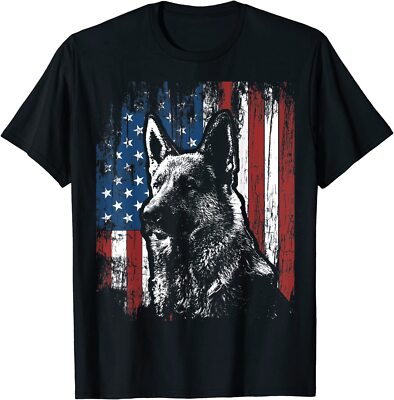 Patriotic German Shepherd American Flag Dog Gift Unisex T-Shirt