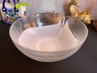 Designer Schale Jiri Suhajek Crystalex Czech Glasschale Vintage 80er, verschüttete Milch