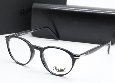 New Persol Reading Glasses 3092-V 9014 50-19 145 Black Round Frames Readers