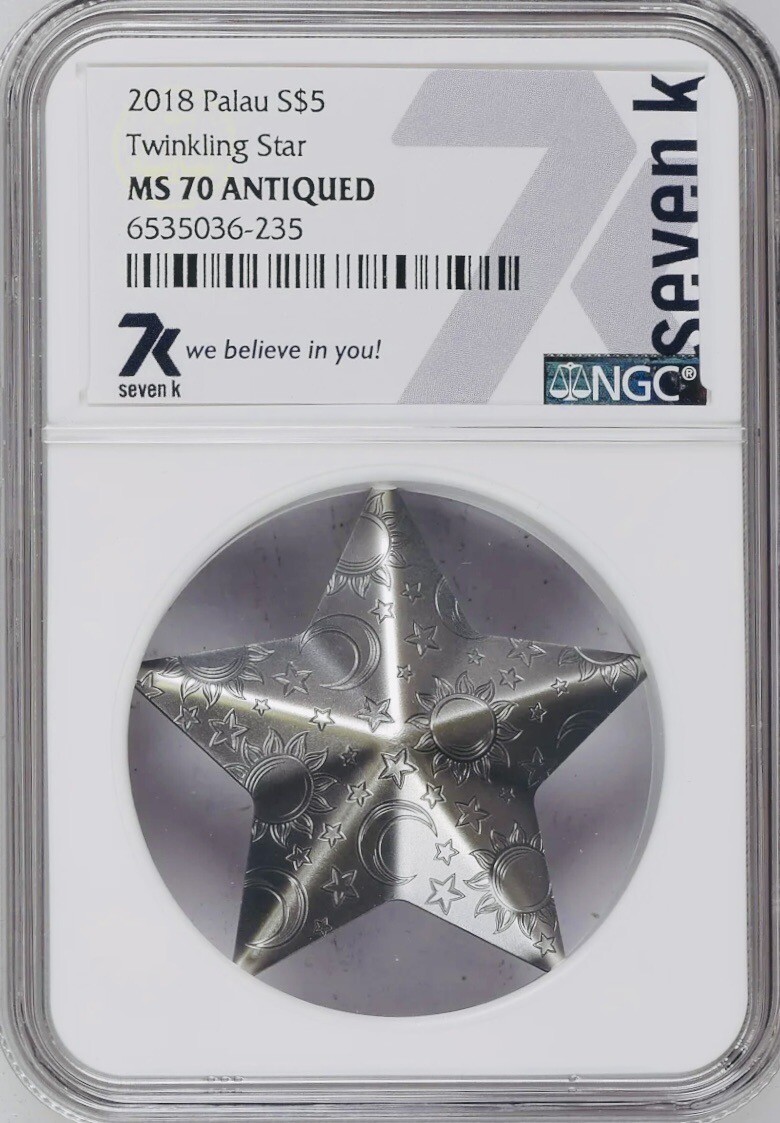 2018 7k Metals Silver Charms Twinkling Star Palau 1oz .999