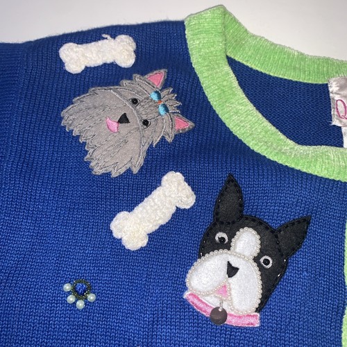 The Quacker Factory Sweater Cardigan Dog Embellished Whimsical Colorful Sz 1x - Picture 3 of 11