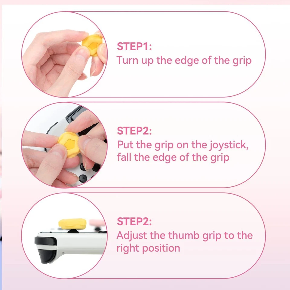 GeekShare Thumb Grips For Nintendo Switch/ Lite/OLED Silicone Heart & Star 4PCS - Image 4 of 4