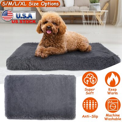 Pet Dog Cat Bed Pad Warm Plush Washable Cushion Pillow Mattress Puppy Mat Grey