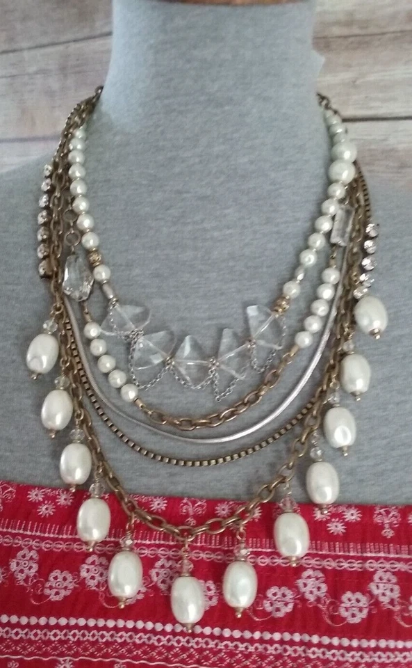 Collar Babero Silpada K&R 7 en 1 KRN0010 PRÁCTICO PERLA Latón Perla Swarovski