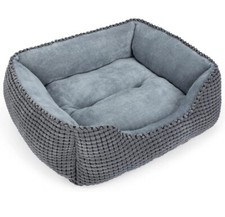 MIXJOY Gray Dog Bed for Medium/Small Dog, Rectangle Washable Puppy Bed