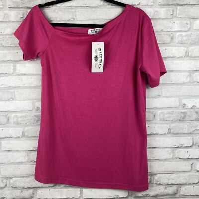 Crazy Train SS Sleeve Shirt Tilt Top On/Off Shoulder Hot Pink New With Tags
