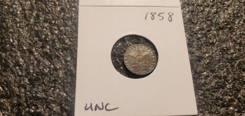 1858 3 Cent Silver Piece, Trime !! Higher Grade !!