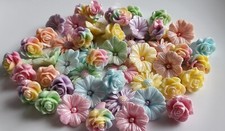 40  Pastel  Edible Fondant Flowers Sugar Paste Various Styles Toppers Cake Decor