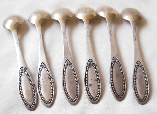 SET OF 6 GERMAN 800 GILT SILVER MOKA SPOONS BY KARL KALTENBACH & SOHNE- 73.5 gr - Picture 5 of 9