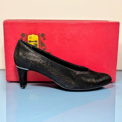 Vaneli Dayle Black Silver E-Print Womens 6.5W Low Mid Heel Pumps Classic Office