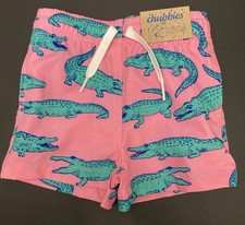 Chubbies Toddler Boys Swim Trunks Mini Glades Sz: 12M Pink Alligator Shorts NEW