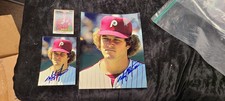 2 Philadelphia Phillies GREG LUZINSKI Signed Photographs & 1 Baseball Card