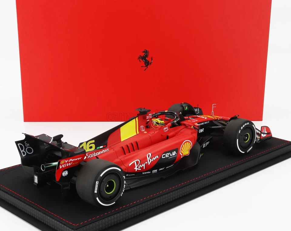 MODELLINO AUTO STATICO BBR FERRARI F1 SF23 LECLERC MONZA GP 2023 VETRINA 1/18 - Immagine 2 di 4