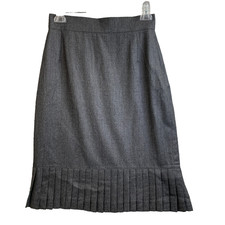 Escada by Margaretha Ley US 7.5-8 EU 38 Pleated Midi Skirt Gray Wool/Cashmere