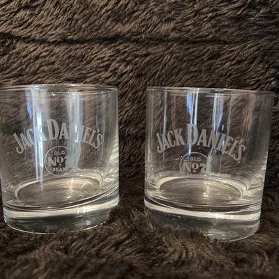 NEW Jack Daniels Logo Old No 7 Brand Etched 11 oz Whiskey Rocks Glass Round Set