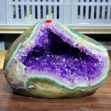 6.43LB High quality natural amethyst crystal hole money bag attracts wealth