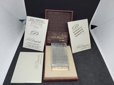 Vintage Dupont gas lighter silver Block Pattern line 1L with Box