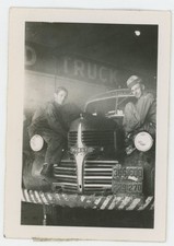 1939 - 1947 Dodge Truck Azell Oklahoma Two Service Men On Hood Vintage Photo 1939 - 1947 Dodge Truck Azell Oklahoma Two Service Men On Hood Vintage Photo