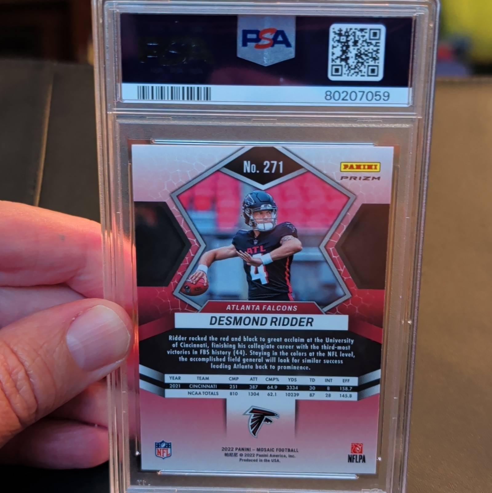 2022 Panini Mosaic Desmond Ridder #271 Genesis Mosaic Prizm NFL Debut RC view 4