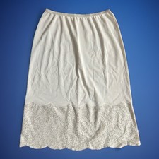 Vtg Vanity Fair Women s Small Nylon Tricot Half Slip Peek-a-Boo Lace Layered Hem