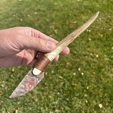 Ohio Flint Ridge Mule Deer Antler Tine Handle Hunting Fishing Knife Great Gift