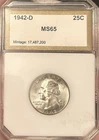 1942-D BRILLIANT UNCIRCULATED KEY DATE!  U.S. WASHINGTON QUARTER.