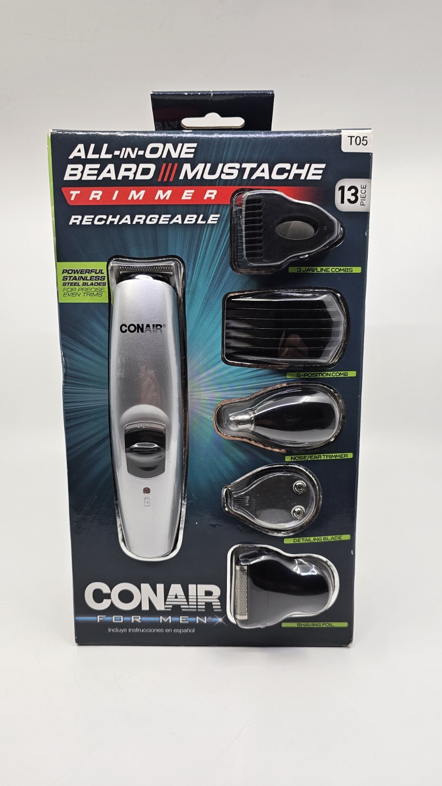 CONAIR All-In-One Trimmer 13 Piece Rechargeable  Mustache Beard Men GMT189GB
