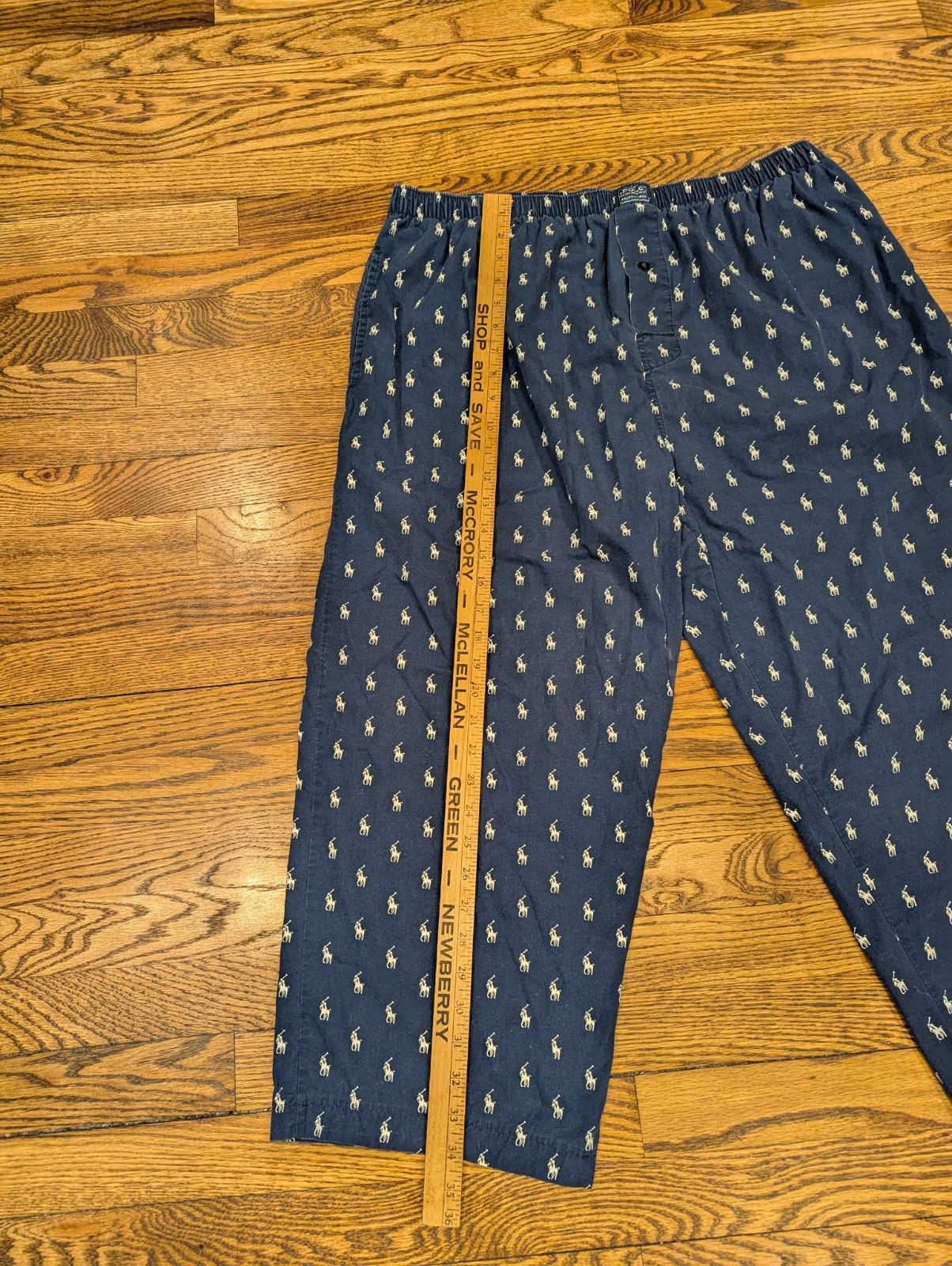 Polo Ralph Lauren Pigiama Pantalone Uomo XL Blu Pony Preppy Stampa All Over Sonno