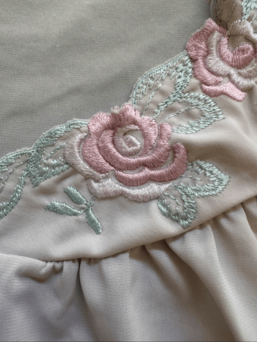 Damen Vintage Pyjama Set 2 teilig Mittel bis Groß Pastell Creme Blumen Bluse & - Bild 2 von 4