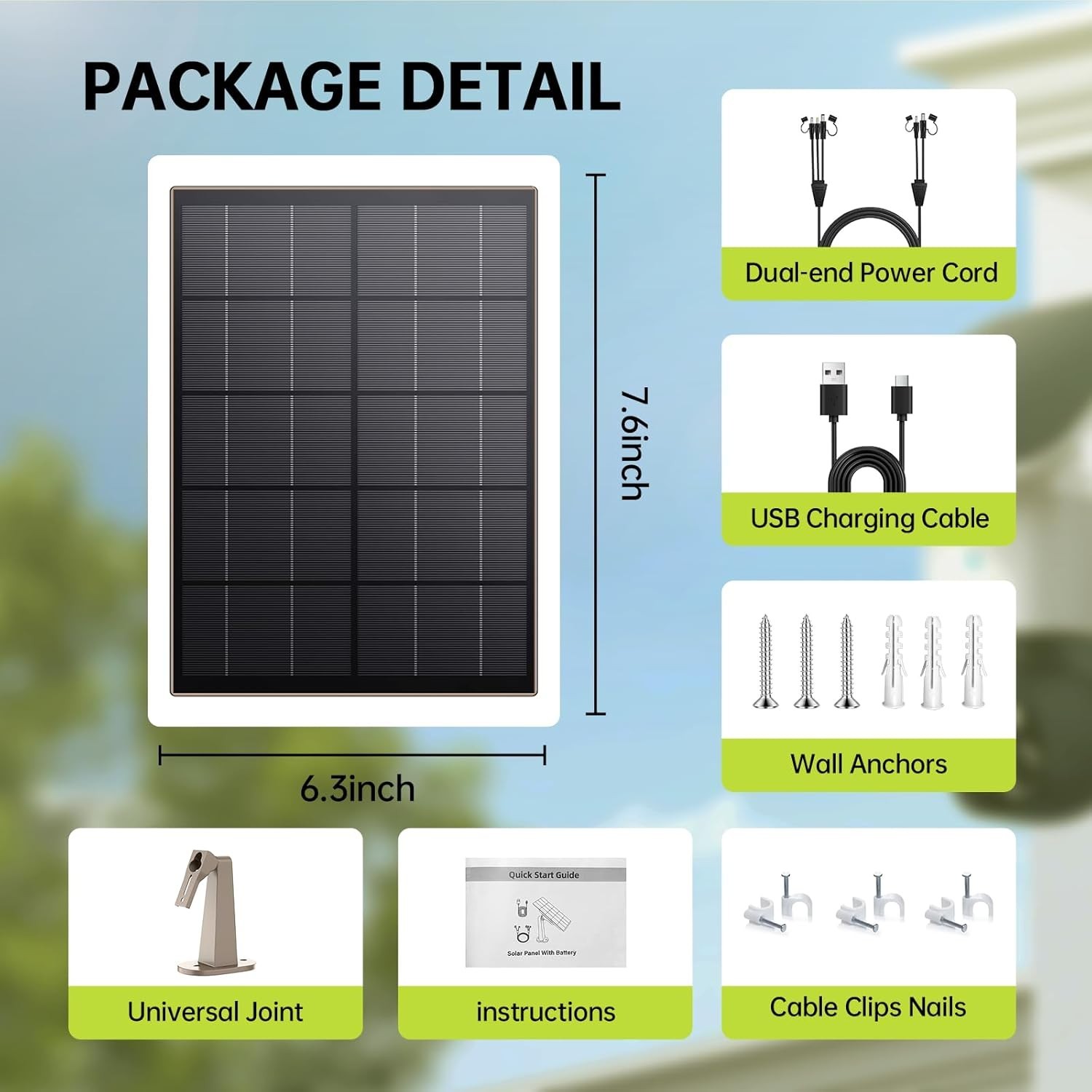 High-Capacity Solar Panel with Built-in Battery - Perfect for Security Cameras