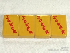 4 Bakelite Catalin Mah Jongg Mahjong Flowers tiles w/ Custom Joker Stickers