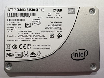 Intel SSD D3-S4510 240GB SSDSC2KB240G801 2.5'' SATA3 Solid State Drive