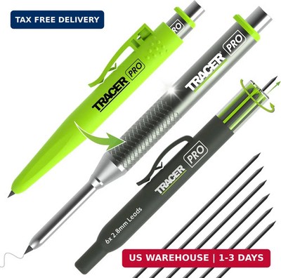 Tracer Pro Aluminum Deep Hole Construction Pencil - Durable Mechanical Carpenter