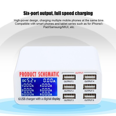 100 240V EU Plug Multi Functional Smart 6 Port USB Charger Power Adapter For Fit