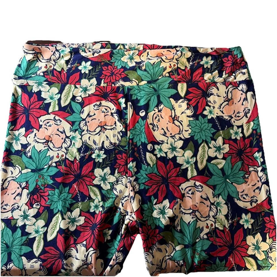 Nuevas Leggings LuLaRoe Papá Noel y Flor de Pascua Retazos Talla TC2 (20-26) NUEVAS SIN ETIQUETAS Foto 2 de 4