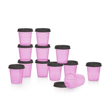 New Tupperware 2 oz Midgets Set of 12 Pink Containers w/ Navy Seals Lids