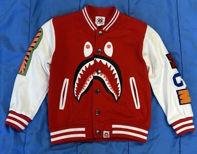 A Bathing Ape Bape Red Letterman Jacket Kids Size 120 (4-5 Year Old) Used