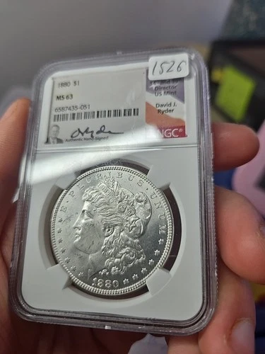 1880 P Ms 63 Morgan Ngc Signed David Ryder