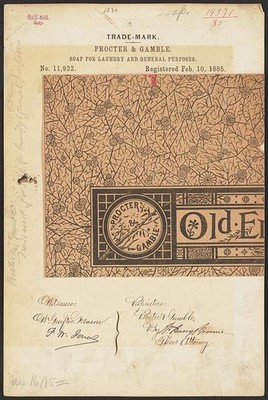 Photo:Procter Gamble Old English Soap Trademark 1885 Registration Document