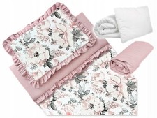 Baby Wiege Bettwäsche Set 5-teilig, Baumwolle, mit Rüschen, 60x70