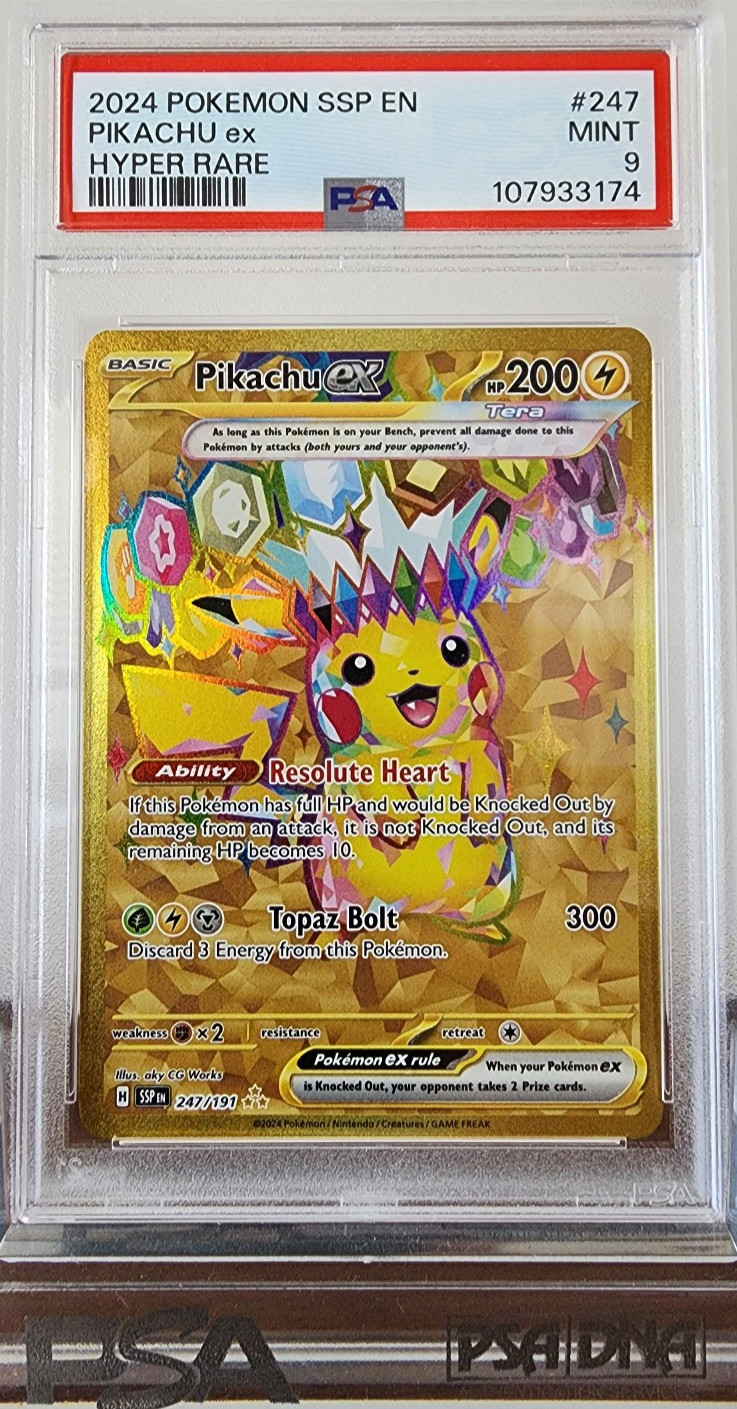 2024 POKEMON SURGING SPARKS EN PIKACHU EX HYPER RARE PSA 9 MINT 247/191
