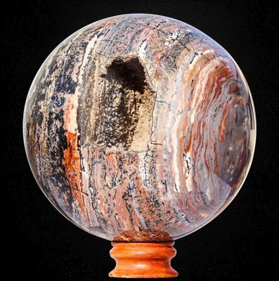 230MM Geode Dendritic Jasper Sonoran Rhyolite Crystal Healing Gemstone Sphere