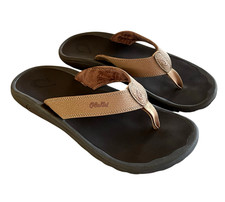 OLUKAI Ohana Men's Size 12/EU 45 Brown Slip-On Water Resistant Flip Flop Sandals