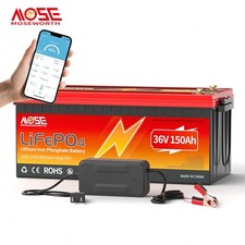 36V 150Ah Golf Cart LiFePO4 Lithium Battery 200A Smart BMS 10 Year-Life Charger