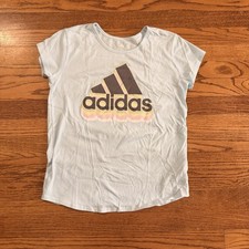 Adidas Girls Light Blue Graphic T-shirt Size XL Free Shipping