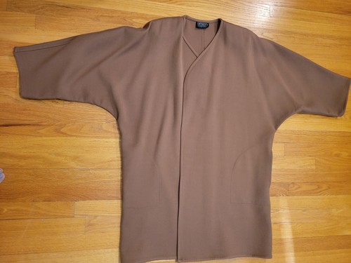 Vtg YEOHLEE NY Wool Tan Camel Color Open MidLgth Cover w/Wide Scarf SzOSFM - Picture 13 of 24
